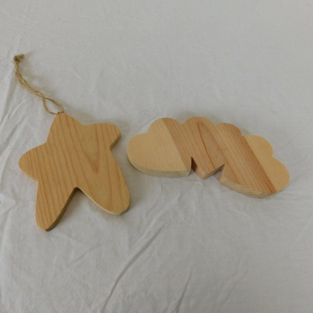 Triple Hearts Hanging Star Unfinished Wood Pieces for Crafting Painting Lot of 2